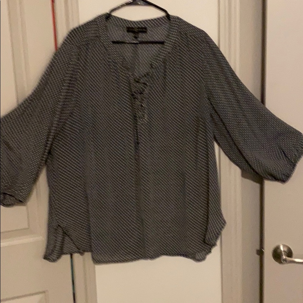 Grey and white polka dot blouse